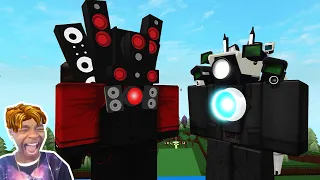 Roblox BUILD A BOAT Funny Moments Memes (TITAN SPEAKERMAN VS TITAN CAMERAMAN)