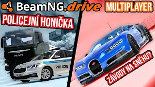 POLICEJNÍ HONIČKA SE ŠKODA FABIA & ZÁVODY NA SNĚHU! | BeamNG.drive Multiplayer #03