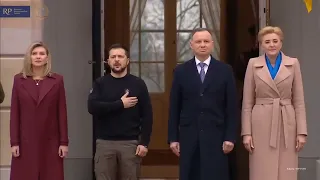 Ukraina And Poland National Anthems | Ukrainian President Visit Poland