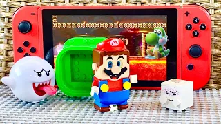 Lego Mario tries to rescue Yoshi from Bowser's castle on Nintendo Switch.  Who will help him?