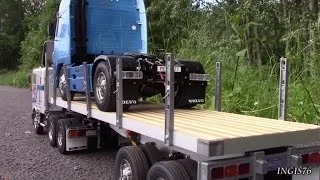 RC TRAIL TAMIYA GLOBE LINER, FLATBED TRAILER HAULING VOLVO FH12 GLOBETROTTER