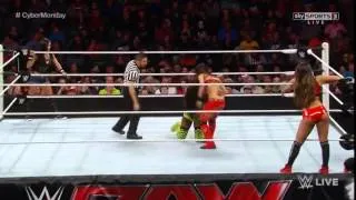 WWE RAW The Bella Twins vs Aj & Naomi 12/1/14