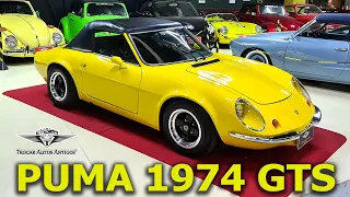 UM TOQUE ESPECIAL! Acabamento e montagem completa para o Puma conversível GTS 1974, amarelo.