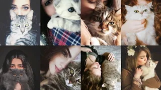 Girl's pictures with cat WhatsApp dpz || Profile pictures || Instagram story & profile 🔥🖤🔥