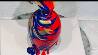 WOW 🤩 ACRYLIC POURING OVER Pre poured GLASS VASE PLUS SUPER COOL CANVAS ~ super Gorgeous fluid art