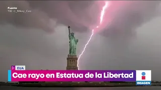 ¡Cae rayo en la Estatua de la Libertad y así fue capturado! | Noticias con Yuriria Sierra