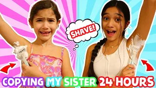 COPYING MY SISTER FOR 24 HOURS!GONE WRONG!JASMINE AND BELLA