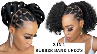 🔥SUPER EASY RUBBER BAND UPDO'S ON NATURAL HAIR / CRISS CROSS METHOD / Protective style / TUPO1
