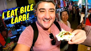 Eating with LAOS locals in VIENTIANE morning market & BILE LARB