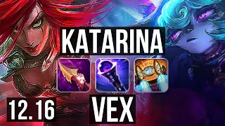 KATARINA vs VEX (MID) | 2.8M mastery, 14/2/5, 1000+ games, Godlike | EUW Master | 12.16