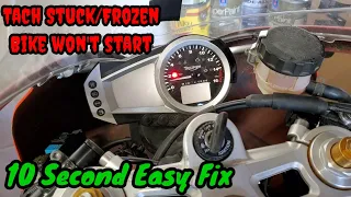 Triumph Daytona 675 Tach Stuck Bike won't start! 10 Second Easy Fix!