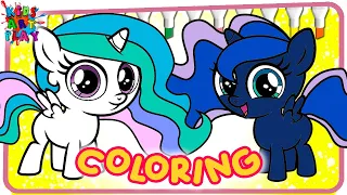 My Little Pony Princess Luna and Clestia as KIDS COLORING Coloring Pages How To Color