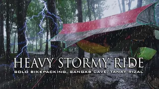 Solo Bike Camping in Heavy Rain Storm Noul : Relaxing Nature Sound | Sangab Cave, Tanay, Rizal, ASMR