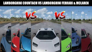 LAMBORGHINI COUNTACH VS THE WORLD ( FERRARIS VS LAMBORGHINIS VS MCLARENS ) DRAG BATTLE