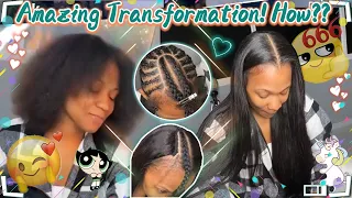 Natural Sew-in Weave W/Leave Out | Middle Part Install + Silk Press #ULAHAIR Review