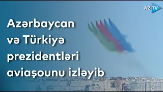 Azərbaycan və Türkiyə prezidentləri "Teknofest Azərbaycan" festivalındakı aviaşounu izləyib