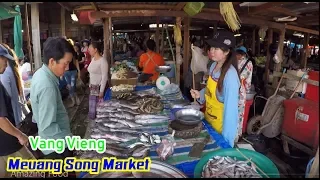 Laos Vang Vieng Market Trips , Laos Local food 2018