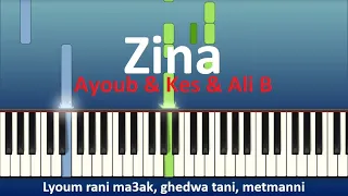 Zina - Ayoub & Kes & Ali B LYRICS MAKKELIJK Piano tutorial (Synthesia)