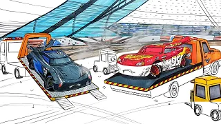 Rescuing Badly Injured LIGHTNING McQUEEN and JACKSON STORM . CARS 3 2.0 Drawing and Coloring Pages