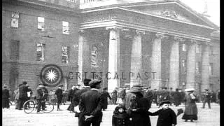 Destroyed buildings, wrecked vehicles and damage after the "Easter Rising" in Dub...HD Stock Footage