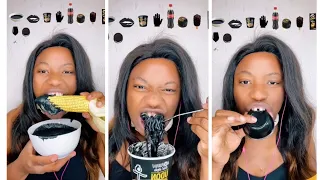 I eat black food asmr