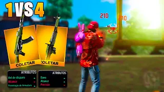 INSANO!! MAXIMIZEI MINHAS ARMAS ATRIBUTADAS E FUI PRO RUSHADÃO SOLO VS SQUAD!! FREE FIRE MOBILE