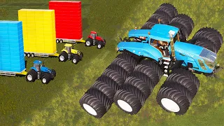 KING OF MEGA TRACTORS! HAY BALING COMPARISON w/ FENDT TRISIX & NEW HOLLAND TRACTORS | ! FS19