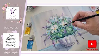 Watercolor Painting of a Blue Flower Bouquet | Relaxing Art