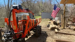 Wallenstein Log trailer delivering logs to the sawmill!