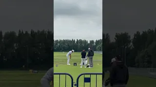 Dustin Johnson on the range at Royal St George’s