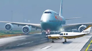 747 hits into small airplane on runway while landing - GTA 5 AIRPLANE short film