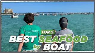 Best seafood in Destin that is easily accessible on your boat from crab island.