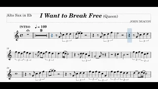 I Want to Break Free - Queen - backing track and sheet for Alto Sax