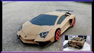 Lamborghini de carton (carro de carton con motor de cuerdas ) Lamborghini aventador.