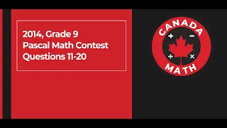 2014, Grade 9, Pascal Math Contest | Questions 11-20