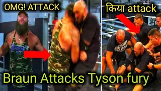 Braun strawman attacks Tyson fury at performance centre!Braun backsides Tyson with a shoulder tackle