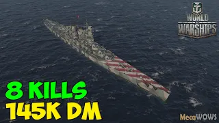 World of WarShips | Venezia | 8 KILLS | 145K Damage - Replay Gameplay 4K 60 fps