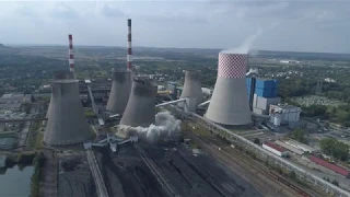 Wyburzenie chłodni kominowej w elektrowni Łagisza