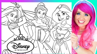Coloring Disney Princess Coloring Pages | Rapunzel, Jasmine & Belle | Prismacolor Markers