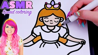 ASMR Speed Coloring a Cute Princess (ASMR Coloring Sounds & No Talking)