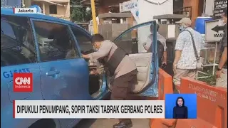 Dipukuli Penumpang, Sopir Taksi Tabrak Gerbang Polres