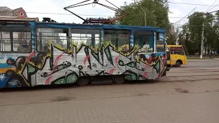 графитчики добрались до раритета" Конотопский трамвай ктм-5