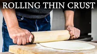 How To Roll Out Pizza Dough THIN With Rolling Pin (For Really CRISPY Crust!) Tutorial Video