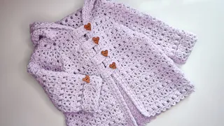 Crochet #66 How to crochet the " Four stitch hoodie" for girls / Part 1