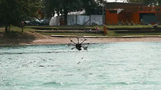 Epic Drone Crash !!! Drone shot down by wakeboarder !!! DJI S1000