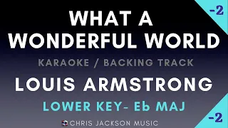 Louis Armstrong - What A Wonderful World | Lower Key (-2) Backing Track / Karaoke