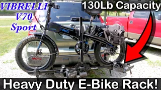 Vibrelli Fat Tire Electric Bike Hitch Rack review. Heavy duty and Holds Bikes up to 65lbs each!