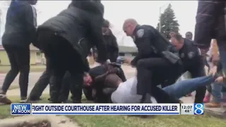 Fight outside courthouse after alleged killer's hearing