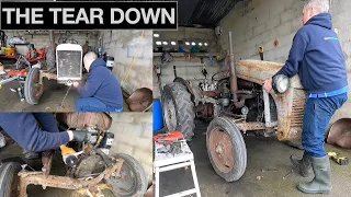 FERGUSON TEF 20 RESTORATION -- PART 1-- THE TEAR DOWN, FINDING HIDDEN PROBLEMS AND POOR REPAIRS!!