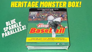 2024 Topps Heritage Baseball Monster Box Opening Review! BLUE SPARKLE! New Retail Sports Cards! Mega